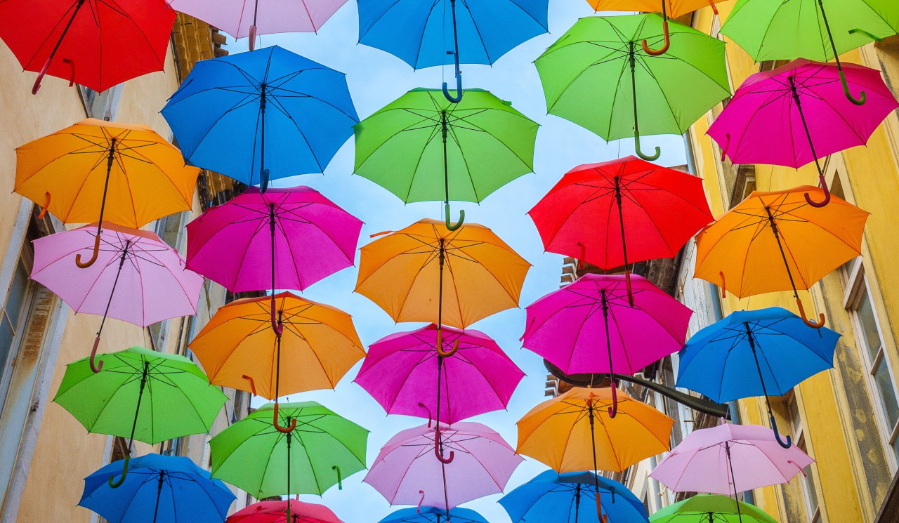 Different Coloured Umbrellas